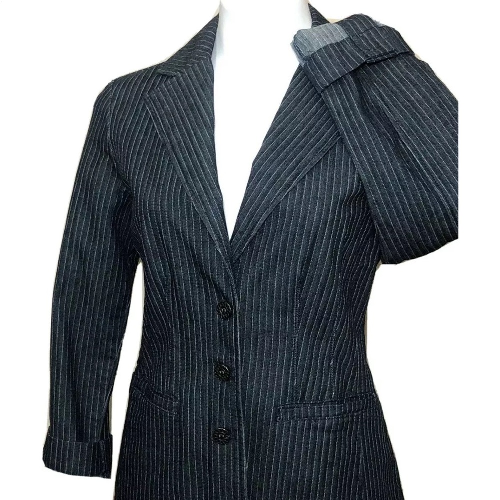 NINE WEST JEANS Pinstripe Denim Blazer Size S
